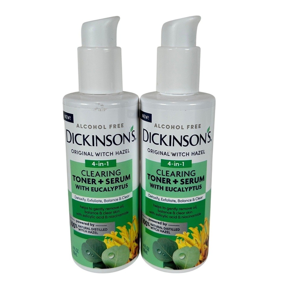 Dickinson's 4-in-1 Clearing Toner + Serum with Eucalyptus 4oz Lot of 2 NEW